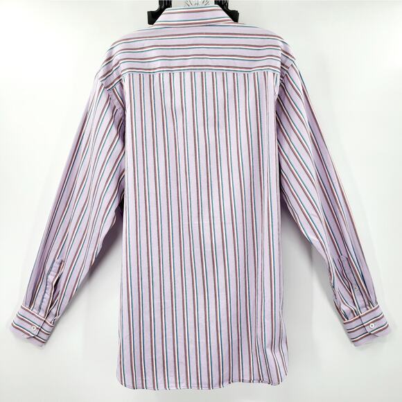 Bugatchi UOMO Classic Fit Purple Pinstripe Long Sleeve Button Up Shirt Men's XL - Picture 2 of 9